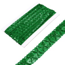 0.6 Inch x 7 Yards Sequins Trim Flat Green Sequin Ribbon Trim Strip