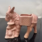 Charming McCoy Mexican Siesta w/ Donkey Planter, Gloss Rose, Vintage 1940s, GVC