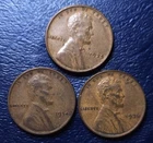 1934 1935 1936 P 1C Lincoln wheat cent penny - Lot of 3 coins