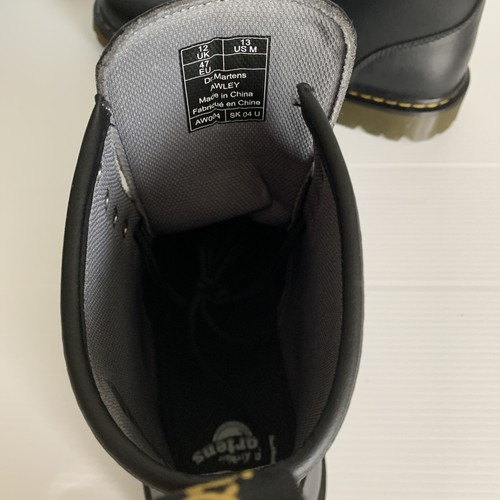 Men's Shoes Dr. Martens LEATHER 8-Eye Combat Boots BLACK Awley Size 13 T Lamper - Picture 9 of 18