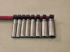 MATCO TOOLS 8 PIECE 1/4 DRIVE SAE  DEEP 6 PT CHROME SOCKET SET USA 9/16 to 9/32