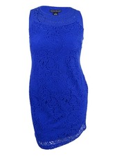Jessica Howard Women's Open-Weave Lace Shift Dress (8, Blue) 828659801577