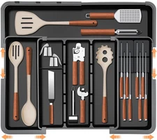 Large Utensil Drawer Organizer for Kitchen, Expandable Silverware Organizer U...