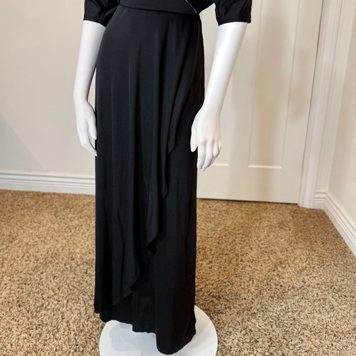 Vintage 70's WRAP BOHO MAXI DRESS M Black Half Sleeves Hippie Draped Retro Dance, $84.55 - Photo 6