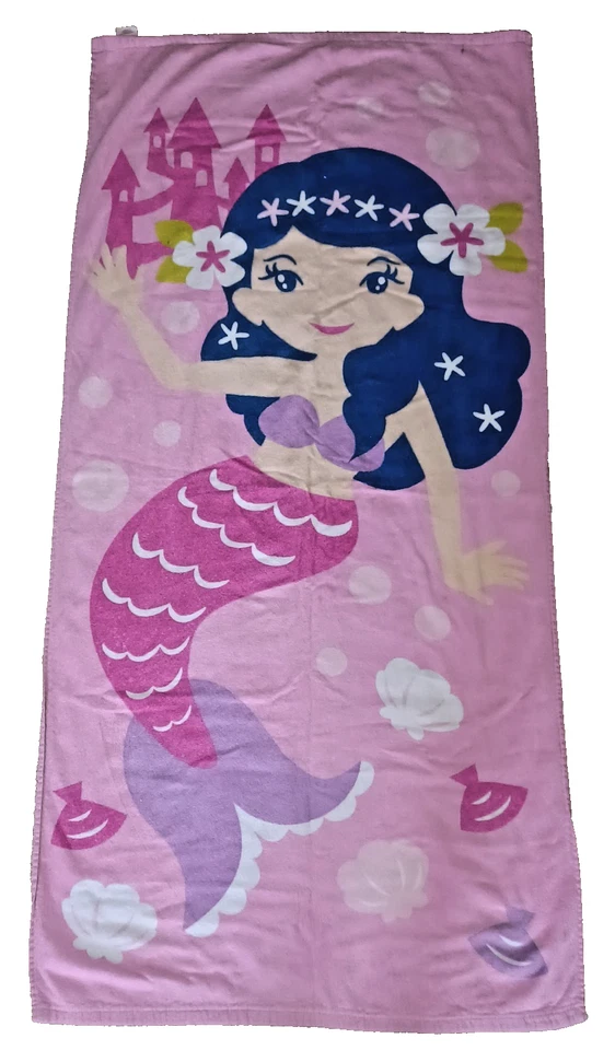 🐚 Lote Toallas de Playa Sirena Niña Rosa Azul Piscina Baño Foto 2 de 3
