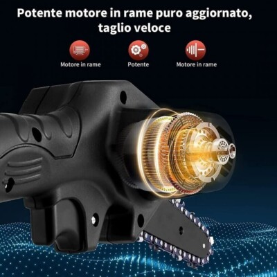 Mini Sega Elettrica a Batteria, Motosega Lama da 6 Pollici, con 2 Batterie, Valigetta Portatile per Potatura Taglio del Legno Rami Giardino