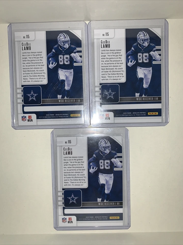 2020 Panini Absolute Football Ceedee Lamb Rookie Card #115 Lot Of 3 - Image 2 of 2