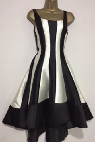 STUNNING COAST BLACK & IVORY FIT FLARE OCCASION MIDI DRESS SIZE 12