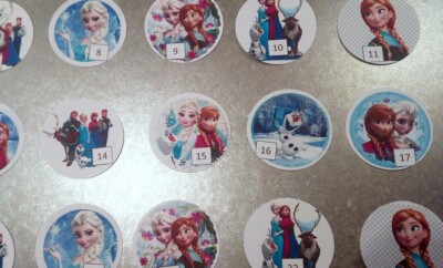 Adventskalenderzahlen 24x Kreise Eiskönigin Anna Elsa Olaf Klebefläche Aufkleber