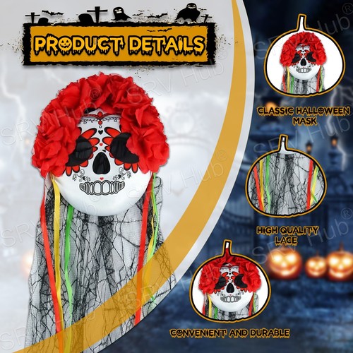 Adult Halloween Spooky Scary Face Mask,Bleeding Horror Clown Scary Dead Skeleton - Picture 5 of 29