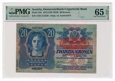 AUSTRIA banknote 20 Kronen 1919 PMG MS 65 EPQ Gem Uncirculated