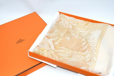 Hermes Scarf Les chants du Henne 90 cm Chiffon Silk mousseline