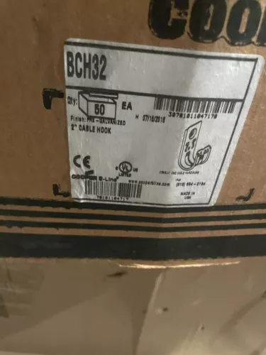 Eaton B-Line BCH32 J-Hook Wall Mount 2 In Max Cap Galvanized Steel USA