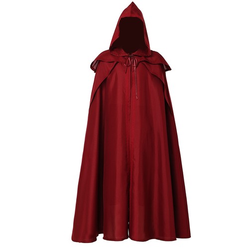 Gothic Men's Long Hooded Cloak Medieval Warrior Cloak Halloween Costume Cloak - Picture 7 of 16