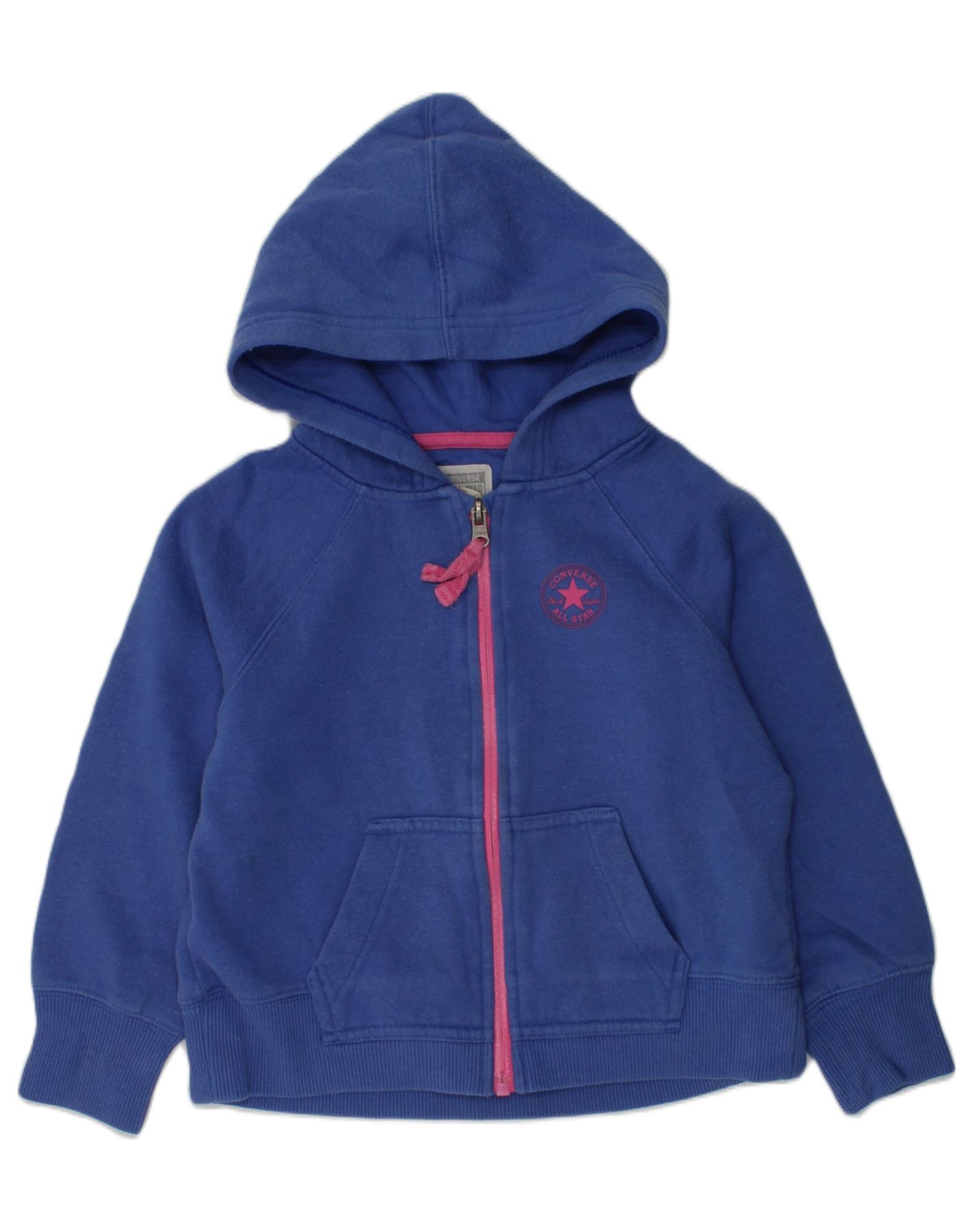 Suéter con capucha con cremallera para niñas CONVERSE 5-6 años mediano azul algodón EL07