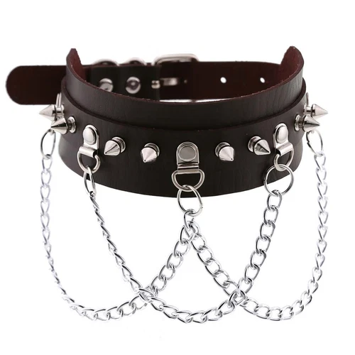 Punk Gothic Spike Rivit Choker Halsband PU Leder BDSM Halskette 16 Farben - Bild 18 von 36