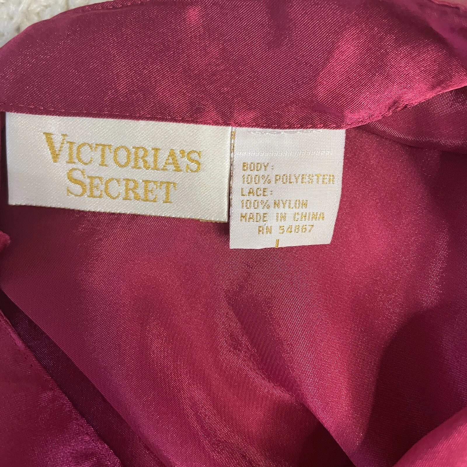 UNDERCOVER Camicia vintage grande Victoria's Secret slip abito etichetta oro civettuola notte