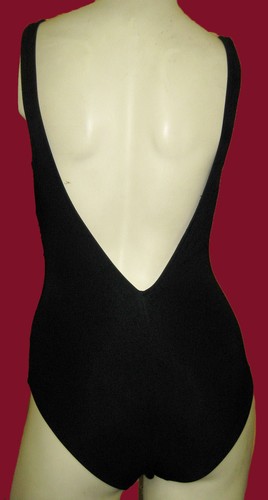 NEW GOTTEX BLACK GOLD ACCENT SEXY DEEP V BATHING SUIT SWIMSUIT 1 pc Size - 8 - Picture 3 of 5