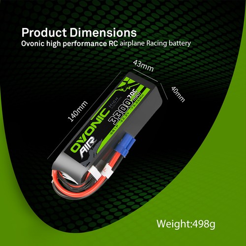 Batería Ovonic 3300mAh 6S LiPo 22.2V 70C EC5 para aviones RC Heli Jet AUTO - Imagen 6 de 11