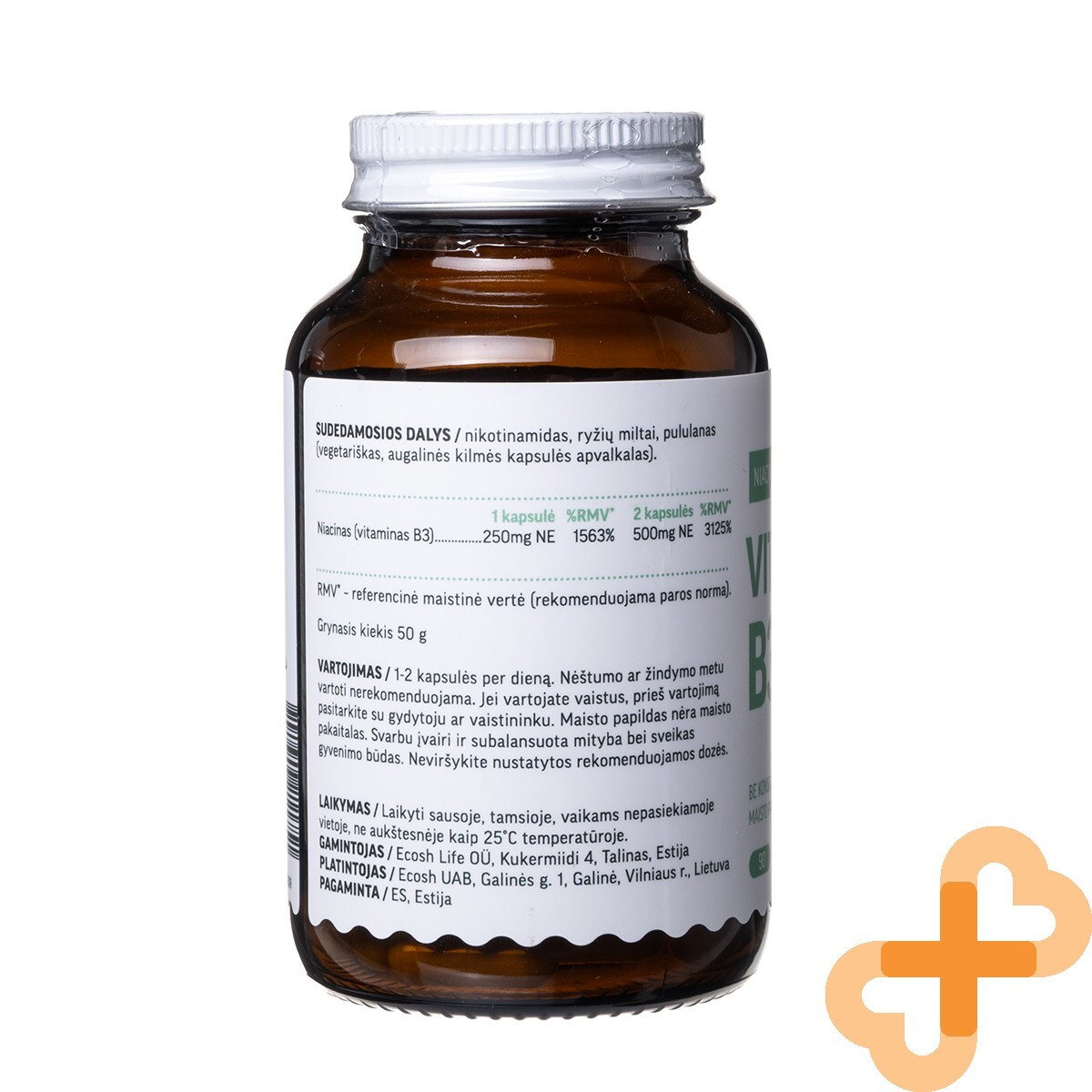 ECOSH VITAMIN B3 Niacin 250 mg 90 Capsules Skin Health Nervous System