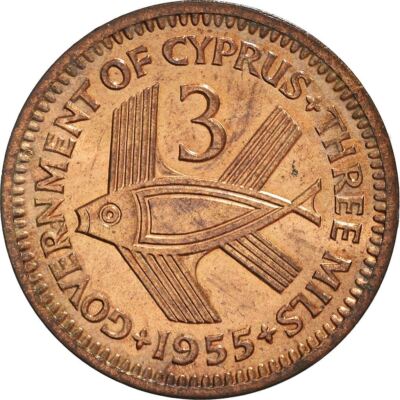Cyprus 3 Mils Coin | Queen Elizabeth II | 1955 | eBay