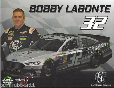 2015 BOBBY LABONTE ''C&J ENERGY SERVICES'' #32 NASCAR SPRINT CUP POSTCARD