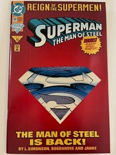 Superman: The Man of Steel 22 1993 Die-Cut Cover with poster. DC, NM