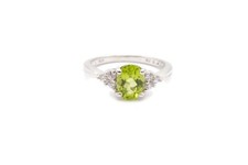 Sterling Silver 925 Green Cubic Zirconia Ring Size 9