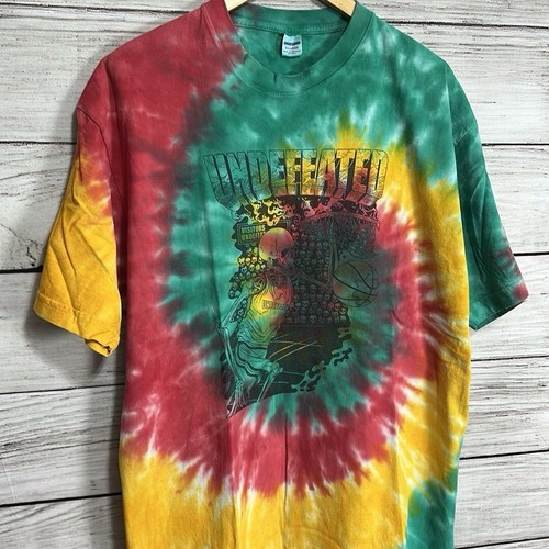 Undefeated Y2K USA Made Basketball Skeleton Tie Dye Tee Shirt XL - Bild 4 von 5