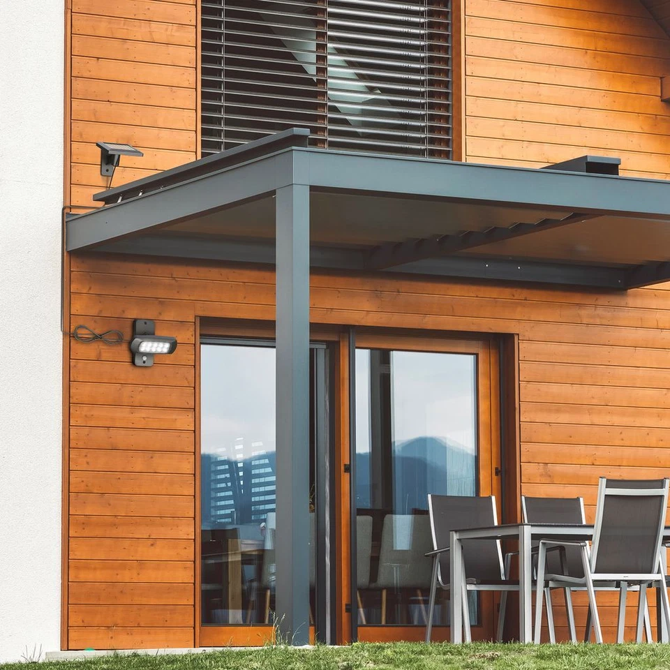 LED Solar Außenleuchte PIR Bewegungssensor Wandlampe Außenstrahler IP44 schwarz - Bild 4 von 4