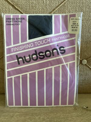 Vintage HUDSON S Navy Blue Size A Dress Sheer Pantyhose Sandalfoot 4 11-5 4