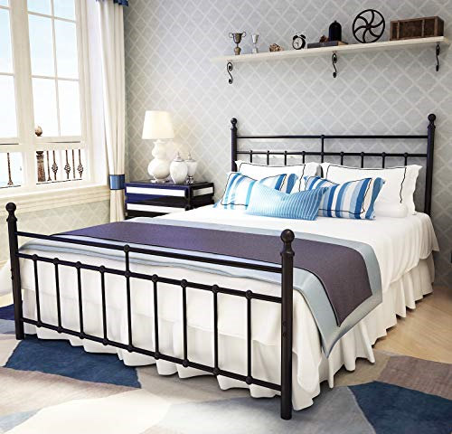 Metal Bed Frame Queen Size With Vintage, Headboard And Footboard Bed Frame For Queen Size