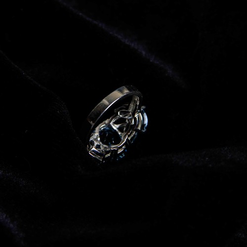Anillo de topacio azul claro de corte ovalado y marquesa en plata esterlina 925 blanco talla 6 - Imagen 7 de 9