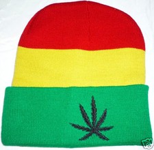 Herren Wintermütze Strickmütze Beanie Rasta Reggae Fire Leaf Einheitsgröße Neu