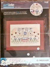 Button, Button Floral Artiste Stamped Cross Stitch Kit Bachelors Button
