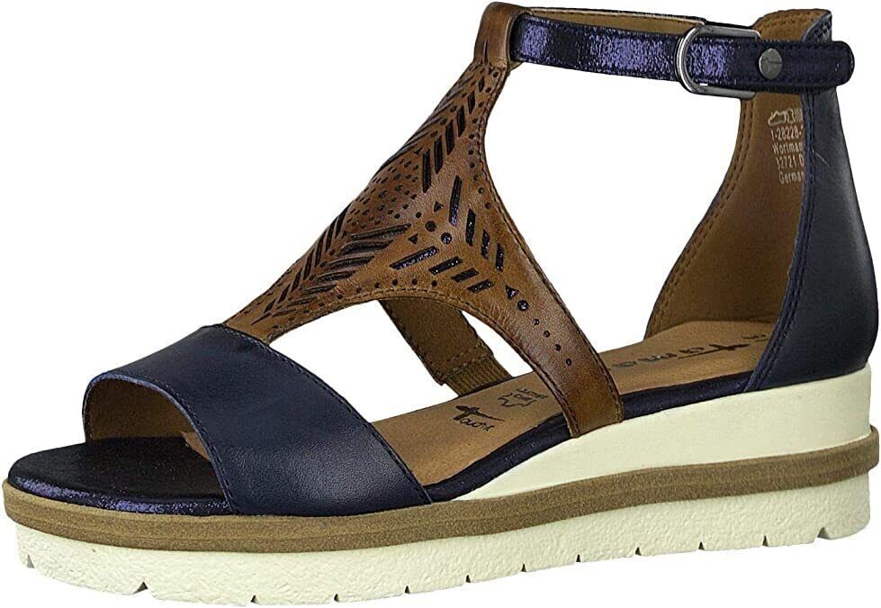 Ladies Sandals Shoes Size UK 5 Tamaris EXTRA COMFY Wedge Womens - Navy Nut  Comb | eBay