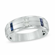 Vera Wang 1.0Ct Princess Lab-Created Diamond & Sapphire Wedding Ring 925 Silver