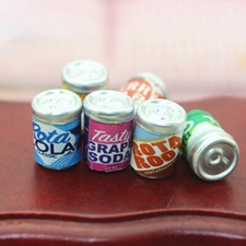 6PC 1:12 Scale Iron Soda Canned Soft Tiny Drink Dollhouse Miniatures Accessories