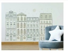 RoomMates RMK4241TBM Illustrated Townhouses XL Giant Peel and Stick Wall Decals