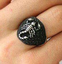 Scorpion Solid 925 Sterling Silver With Black Zircon Men's Ring