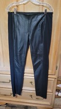 Womans LRL Lauren Jeans Co. Ralph Lauren Black Faux Leather Front Pants Size 6
