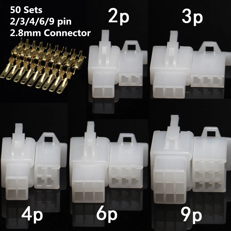 50 X Car Electrical 2.8mm 2 3 4 6 9 Pin Cable Crimp Connector Terminal w Hook - Image 2 of 4