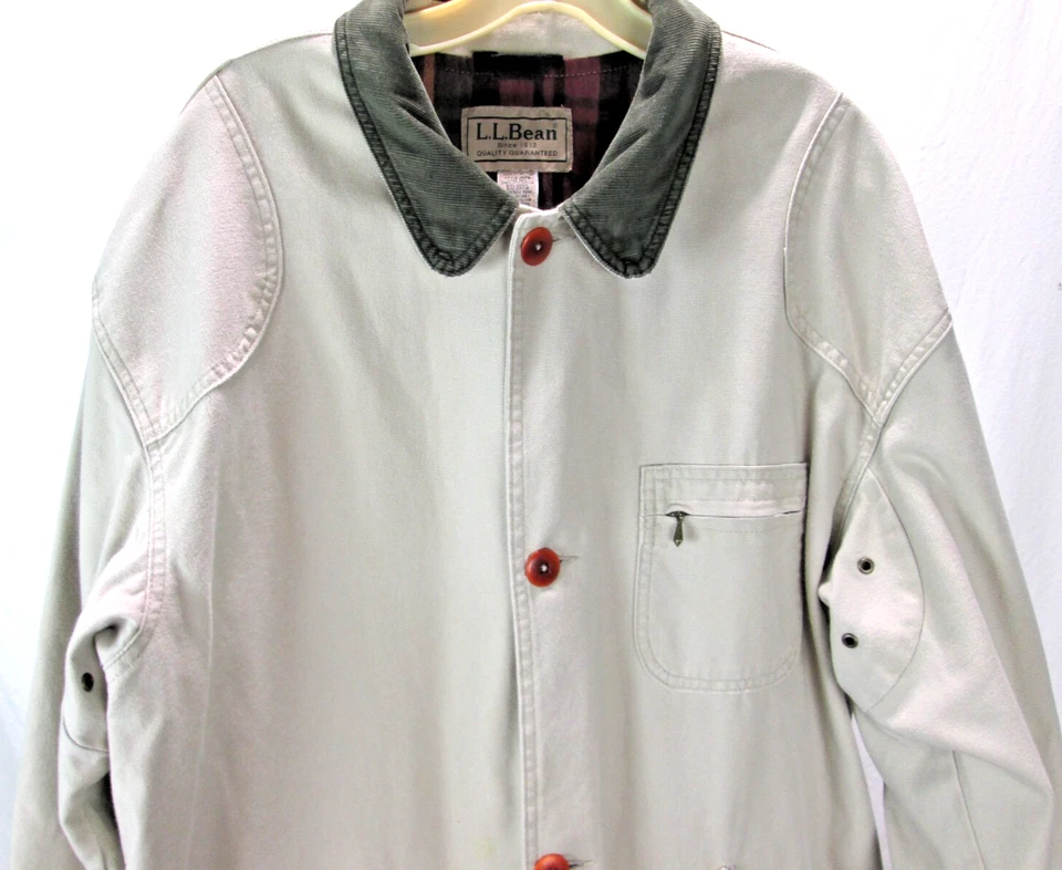 Vtg. LL Bean Men's Large TALL Beige/Tan Flannel Lined Core/Barn/Field CoatJacket - Image 2 of 4