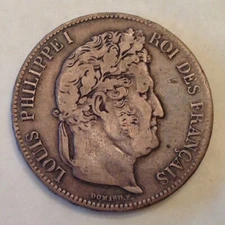 ~ France: 1837 W 5 Francs King Louis Philippe 5 Francs - Lille Mint