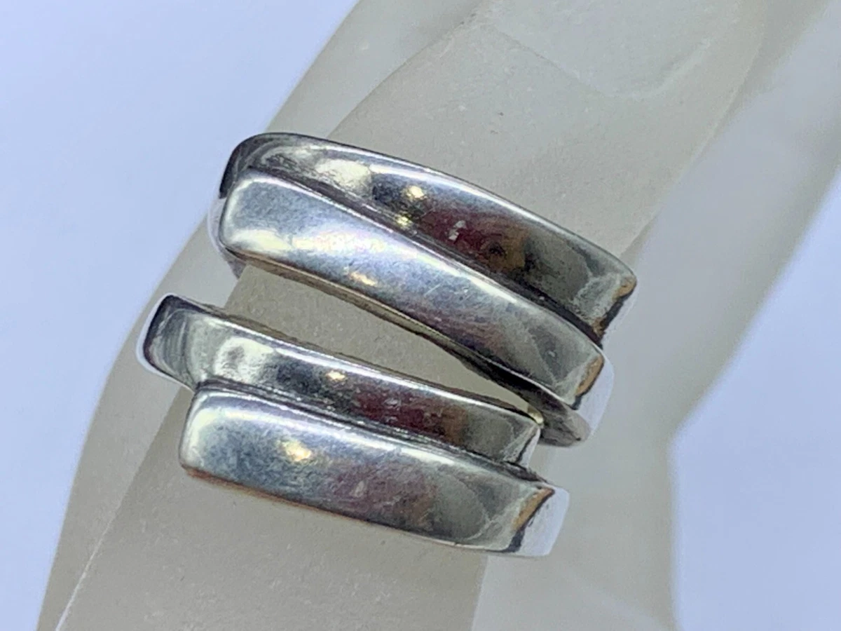 SILVER UNO DE 50 MULTI BAND SILVER RING MODERN ART SIZE 8.5 MEN
