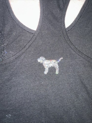 RARE PINK by Victorias Secret Black Comfy Layer Tank Top Womens Run Yoga Shirt M - Picture 4 of 5