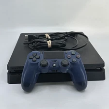 Sony PlayStation 4 Slim 500GB Gaming Console with Controller & Cords- Black/Blue