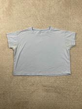 Lululemon T Shirt Womens Baby Blue Short Sleeve Cropped Tee Gym Workout Active