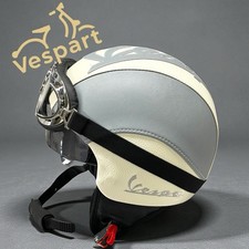 Casco In Pelle Personalizzabile Vespa Grigio Avorio Beige Vintage S M L XL