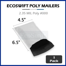1 - 6.5 x 4.5 EcoSwift Poly Mailers Shipping Envelopes Self Seal Bags 2.35 MIL